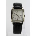 Gents Bulova wristwatch circa 1964. The square light cream dial with silvered baton markers &