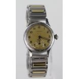 Gents stainless steel cased Longines wristwatch circa 1948. The cream dial with arabic numerals