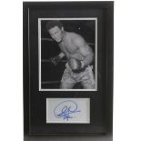 George Foreman framed image with signed card mounted beneath 16 x 12"