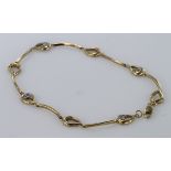 9ct Gold CZ set fancy Bracelet weight 5.1g