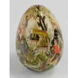 Indian hand painted egg, circa 19th Century, decorated with numerous, figures & animals, length 65mm