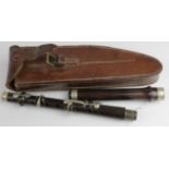 J. Farquharson Military Band Flute, length 39cm approx., contained in original leather case by '