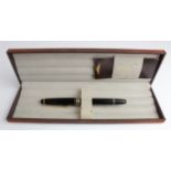 Montblanc Meisterstuck black fountain pen, length 13.5cm approx., together with a Montblanc case