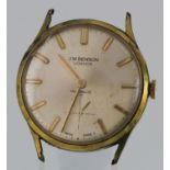 Gents wristwatch by J.W Benson , the gold plated case with the dial having gilt baton markers and