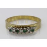 18ct Gold Emerald and Diamond Ring size Q weight 3.6g