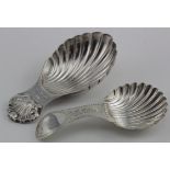 Hester Bateman silver bright-cut, shell-bowled caddy spoon, London, 1786. Lovely marks but has two
