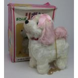 Japanese battery operated toy dog, made by Iwaya Corporation (Alps), contained in original box