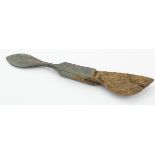 Roman circa 100 AD bronze medical scalpel with iron blade, 90mm