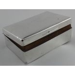 Silver cigarette case/box, wooden interior, (damage to one corner of box) hallmarked London 1925