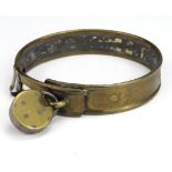 Brass dog collar with padlock, circa 19th, maker unknown, diameter 78mm approx.