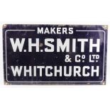 Advertising. Enamel advertising sign 'Makers W. H. Smith & Co. Ltd., Whitchurch', 36cm x 61cm
