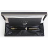Montblanc Meisterstuck black ballpoint pen, with service guide, contained in original case