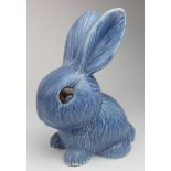 Large Sylvac blue bunny rabbit, base stamped '1028', height 24cm approx.