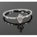 18ct White Gold Ring set with marquise Diamond approx 0.20ct weight size O weight 1.4g