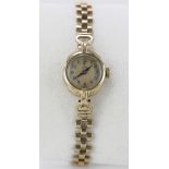 Ladies Tudor Royal (Rolex) 9ct yellow gold wristwatch circa 1955 on a 9ct yellow gold bracelet.