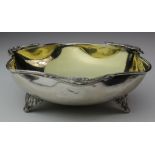 Silver gilt lined bowl, raised on three feet, marked 'SAR 800', diameter 14.5cm, weight 3.3 oz.
