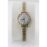 Ladies 9ct cased wristwatch by Accurist, hallmarked Edinburgh 1968. The silvered 25mm dial with