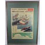 Carl Giles. large glazed & framed Daily Express newspaper cover 'Welcome Aboard !' Giles....his view