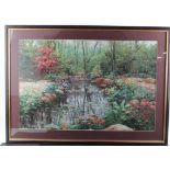 Large print depicting Ardsley Wood, mounted, framed & glazed, image size 49cm x 75cm approx.