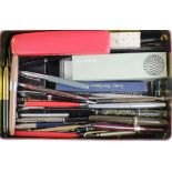 Fountain Pens. A collection of fountain pens, pencils, etc., makers include, Parker, Waterman,