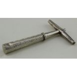 Silver travelling pocket corkscrew - unmarked silver - 18th to early 19th century - in original
