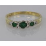 18ct Gold Emerald and Diamond Ring size O weight 2.9