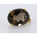 18ct Gold Large Smoky Quartz Pendant weight 4.6g