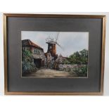 Reg Siger. Watercolour, depicting the Clay Windmill in Norfolk, mounted framed & glazed, image