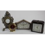 Four mantle clocks, comprising a 19th Century French clock, an Oris 8 Day, a Bravingtons 8 Day &
