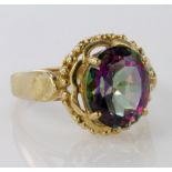 9ct Gold Mystic Topaz Ring size O weight 5.8g