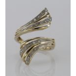 9ct Gold Cz spiral Ring size K weight 2.5g