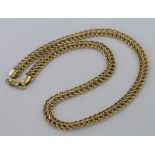 18ct yellow gold hollow fancy link necklace, weight 13.0g