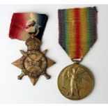 1915 Star and Victory Medal to Deal 1681-S- Pte A E Wood RM. (2)