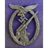 German Nazi Luftwaffe Flak Badge with case of issue, no makers mark
