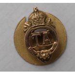 Badge a 9 ct Gold Hallmarked Territorial Association lapel badge, No.526 possibly for Long &