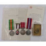 BEM, Defence and War medals in named box with Red Cross medals BEM award documents all to staff
