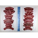 Cloth Shoulder Title Badges: British Army Line Regiments embroidered felt shoulder title badges