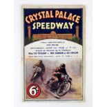 Speedway - Crystal Palace very rare programme for Fifth Meeting 16th June 1928, featuring riders