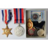 WW2 medals to Mr C Hodges of Upton Park, London. Boxed France & Germany Star, and War Medal. Plus