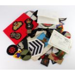 Shoebox of various British and World Military Cloth (qty)