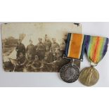 BWM & Victory Medal to 220743 Pte.1.E A Rowson RAF. Born St Pancras, London. Also served with the