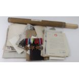 WW2 group of four medals photos documents note books etc., to Captain D Hughes, Maritime Royal