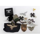 German Imperial & Nazi selection of medals, badges, cloth, etc. Some with damage (approx 15)