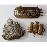 Suffolk Regt., lot of original brooched hat badge, collar & title