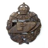 Badge a Tank Corps WW1 Officers cast bronze cap badge GVF