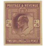 GB - 1902 EDVII 2/6 dull purple Plate Proof on poor quality buff paper, Double Impression. UM and