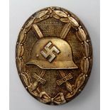 German Wound badge in gold WW2 L/53 maker marked GVF