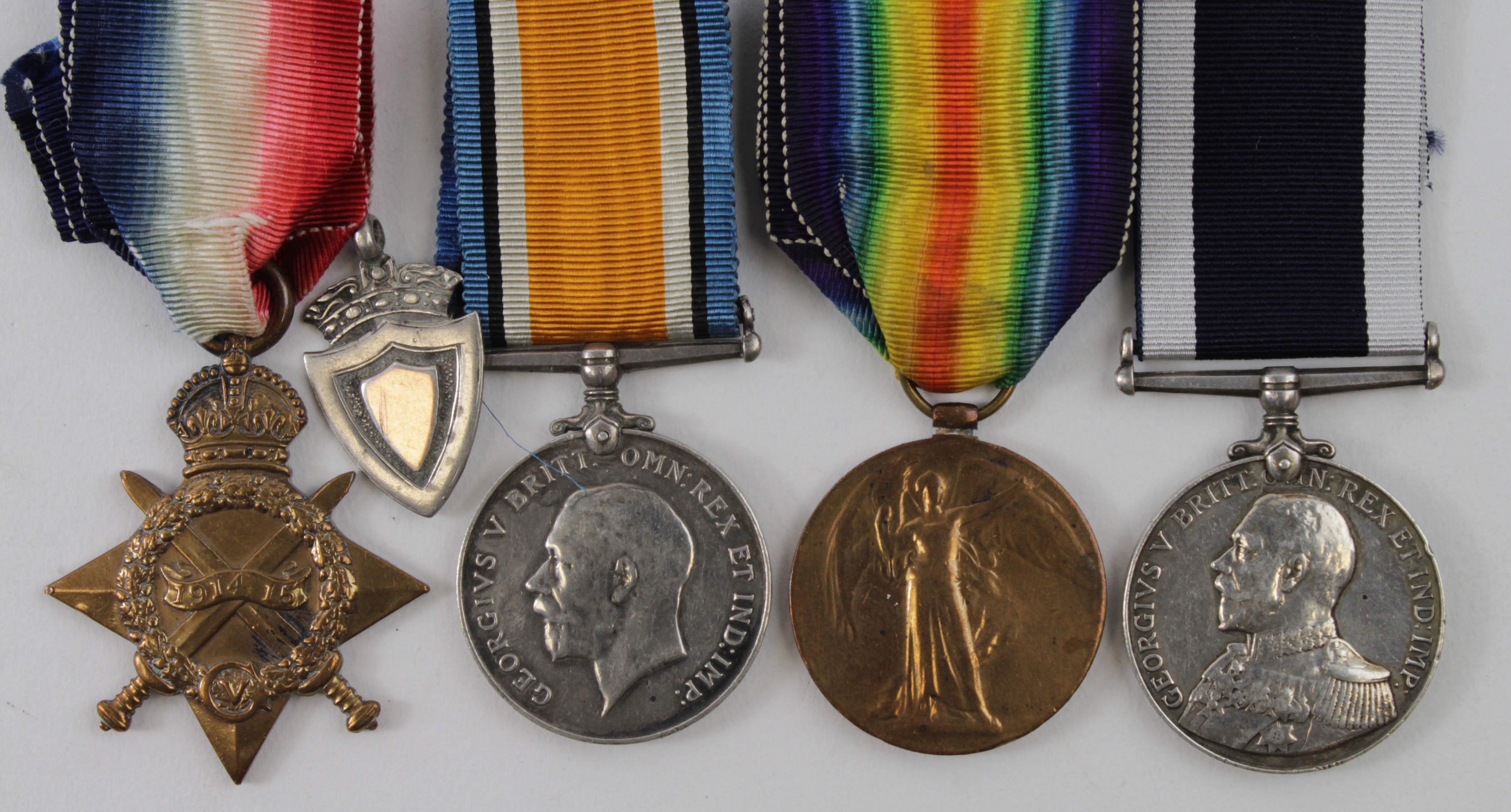 1915 trio with RN Long Service medal to 20568 A C Branton Ord RN HMS Pembroke comes with silver