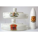 Submarines (2) crested china + Goss china model of 6 inch incendiary shell. Crests - Exeter,