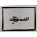 Glazed & framed RAF Museum print 'Flying this Armstrong Whitworth FK.8. of No8 Sqdn RFC from